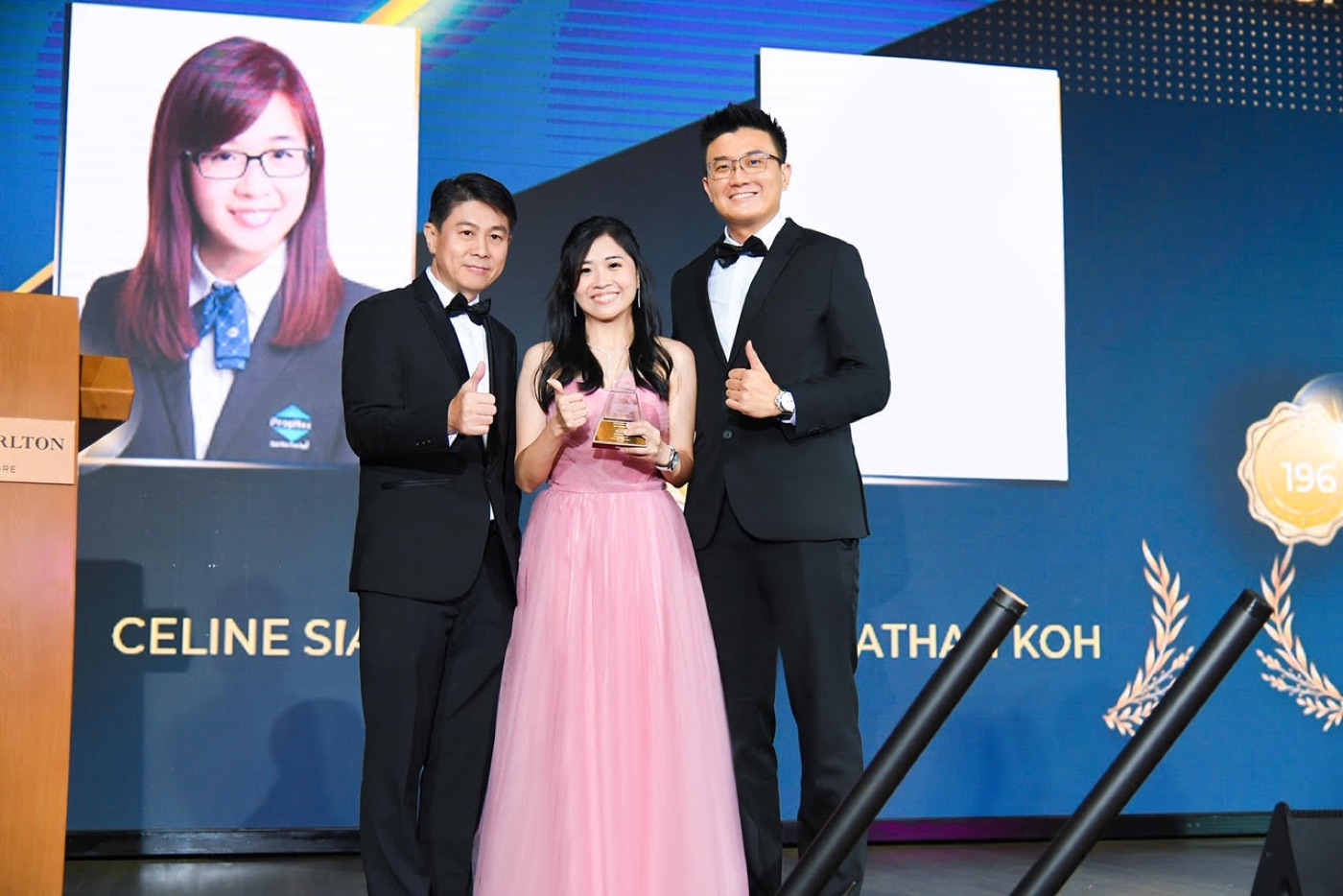 Formal award presentation for Celine